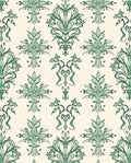Jade Green Ornate Floral Damask Rug