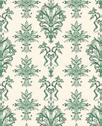 Jade Green Ornate Floral Damask Rug