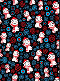 Whimsical Snowman Red Blue Circles Rug