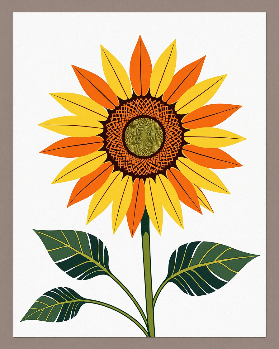 Golden Orange Sunflower Botanical Radiance Rug