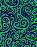 Green Swirl Navy Tribal Rug