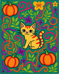 Whimsical Orange Pumpkin Cat Garden Rug