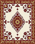 Deep Red Gold Floral Medallion Rug