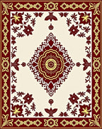 Deep Red Gold Floral Medallion Rug