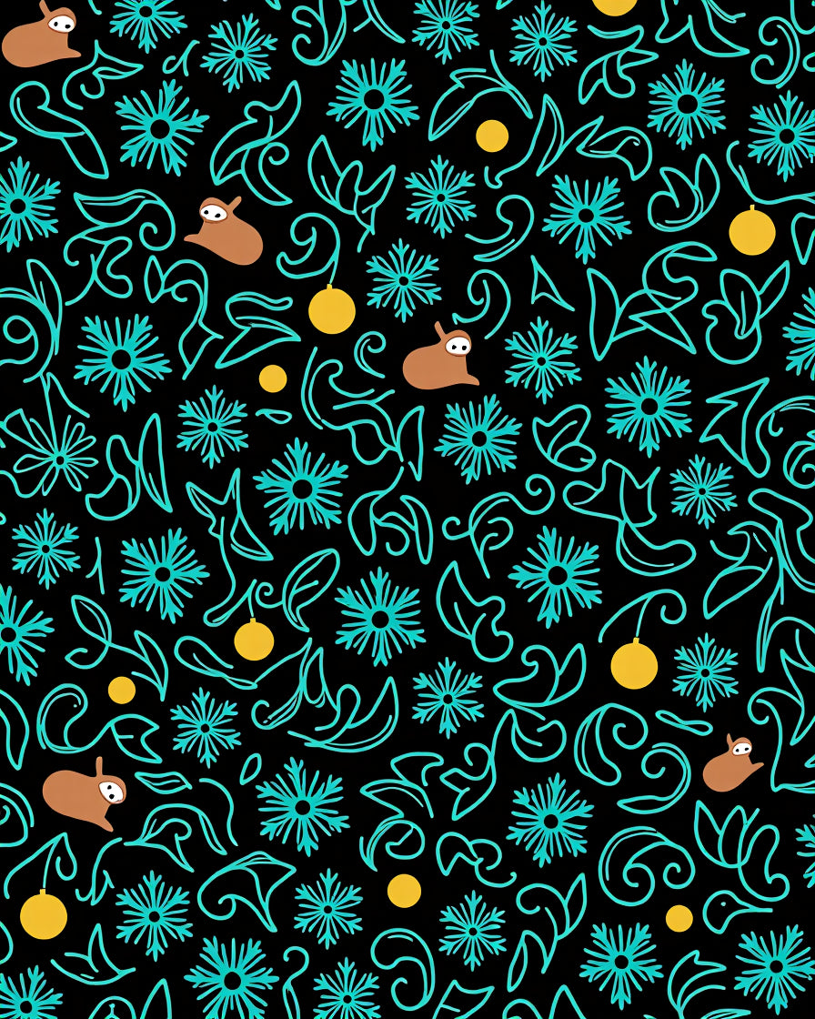 Whimsical Brown Critter Teal Swirl Rug