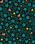 Whimsical Brown Critter Teal Swirl Rug