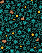 Whimsical Brown Critter Teal Swirl Rug