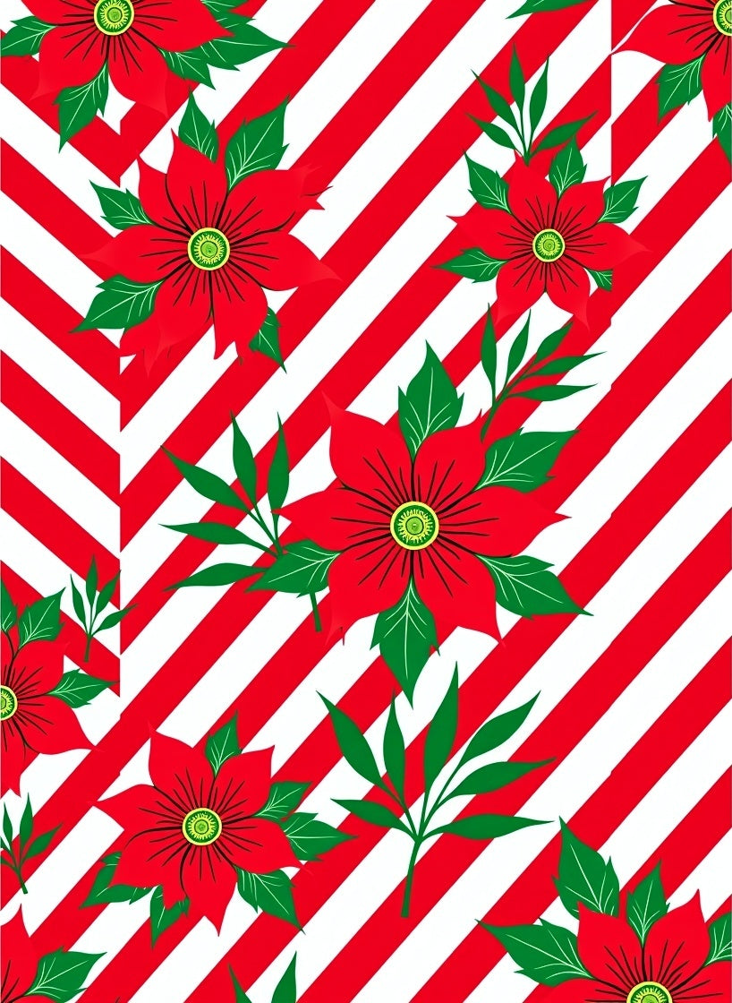 Red Poinsettia Stripes Rug
