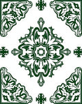 Deep Green Floral Medallion Corners Rug