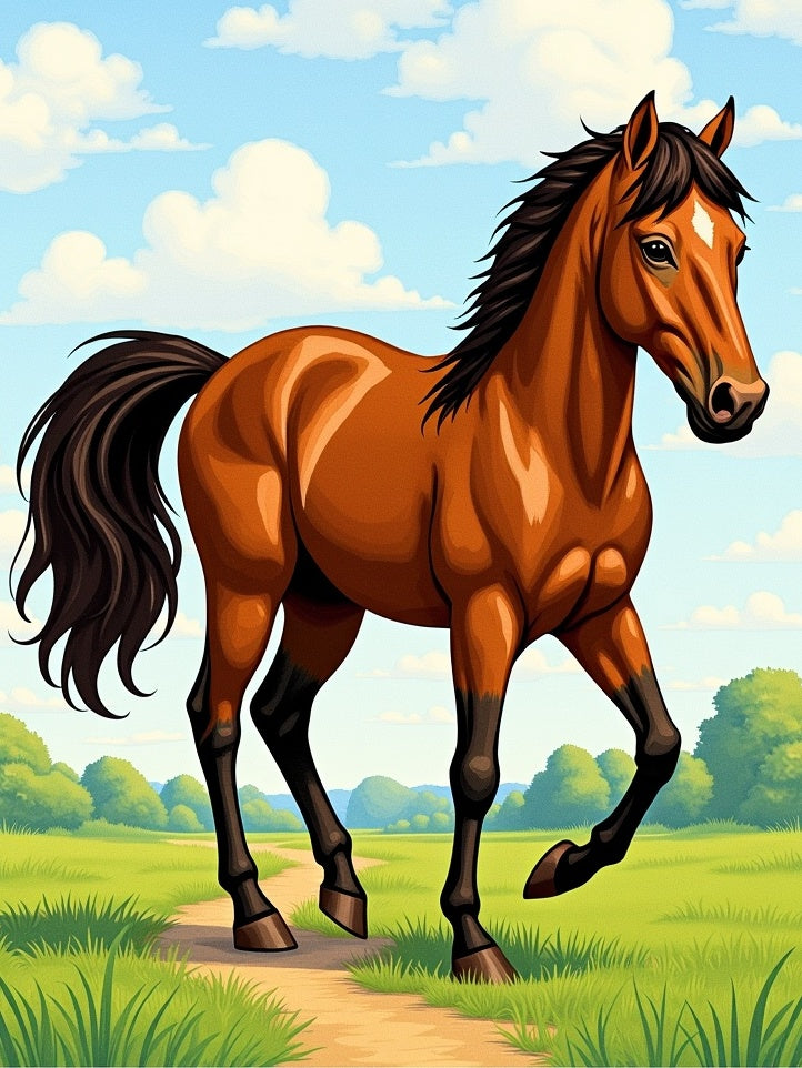 Brown Horse Galloping Across Field Rug