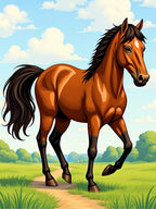 Brown Horse Galloping Across Field Rug