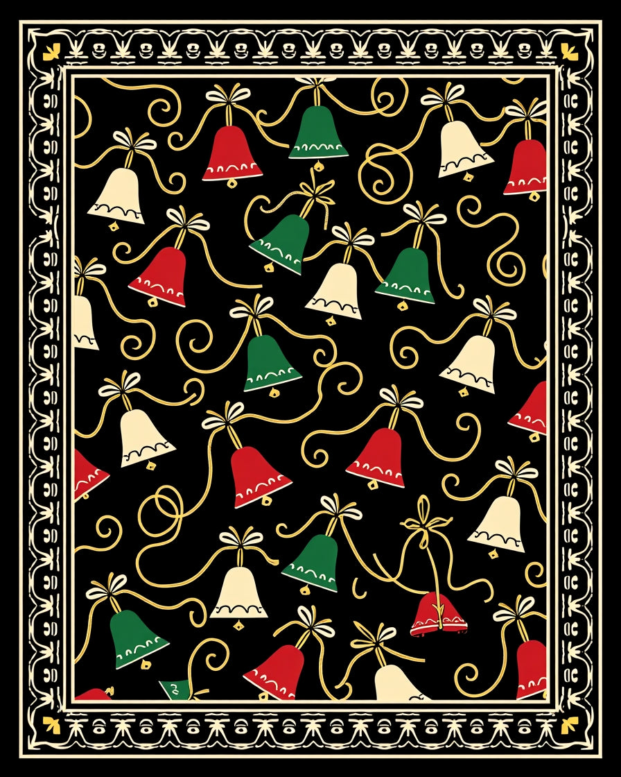 Festive Red Green Bell Garland Rug