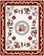 Ornate Bloom Medallion Border Accent Rug
