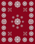 Crisp White Snowflake Scatter Red Rug