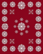 Crisp White Snowflake Scatter Red Rug