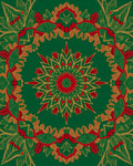 Red Gold Green Mandala Bloom Rug