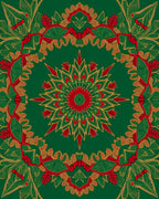 Red Gold Green Mandala Bloom Rug