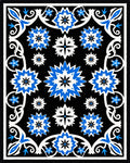 Black Floral Starburst Cobalt Blue Rug