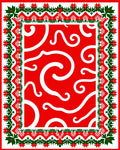 Crimson Abstract Swirl Border Rug