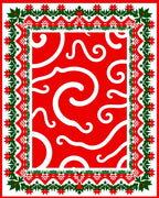 Crimson Abstract Swirl Border Rug