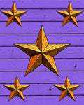 Golden Star Arrangement on Violet Wood Rug