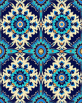 Vibrant Teal Sunburst Medallion Rug