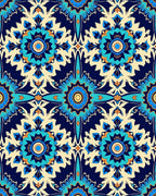Vibrant Teal Sunburst Medallion Rug