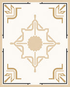 Neutral Beige Art Deco Medallion Rug