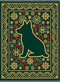 Green Dog And Snowflake Holiday Theme Rug