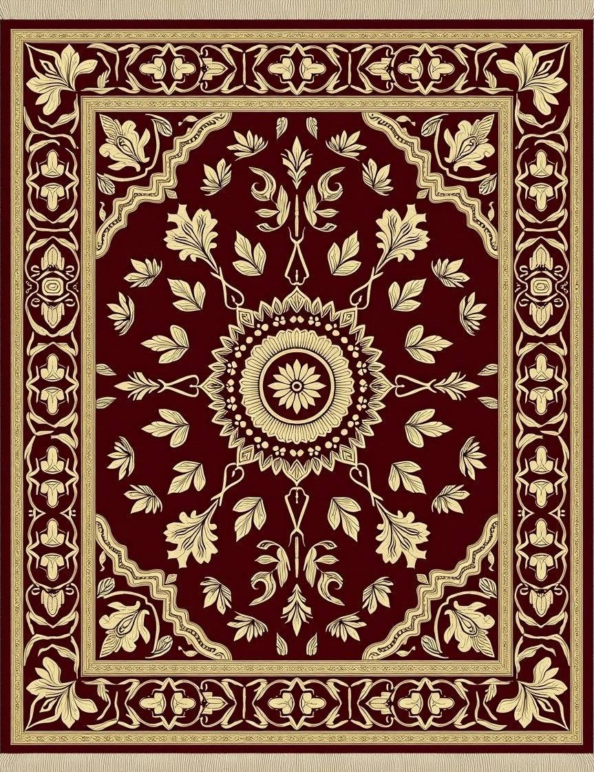 Crimson Gold Oriental Vine Rug