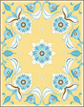 Yellow Floral Medallion with Blue Accents Rug