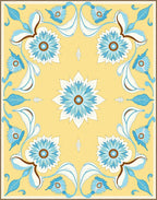 Yellow Floral Medallion with Blue Accents Rug