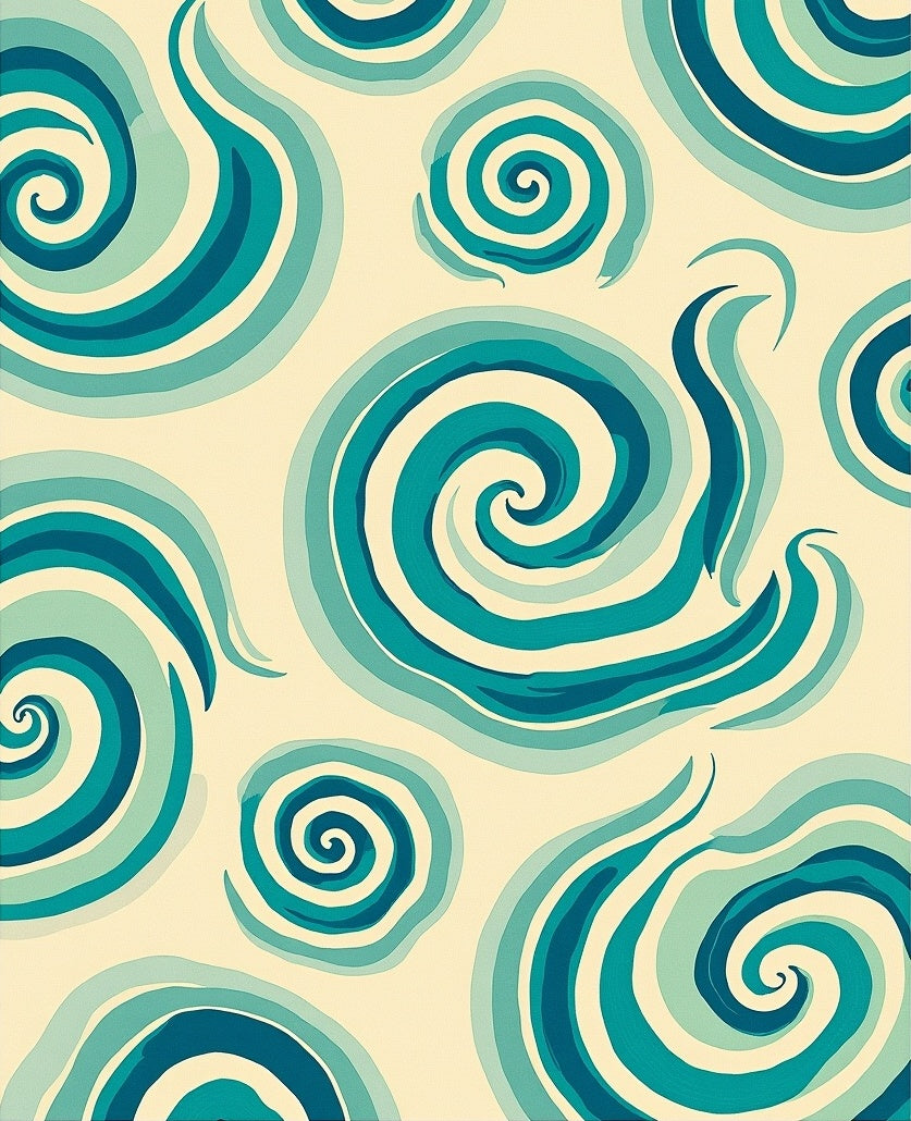 Aqua Swirls Cream Background Rug
