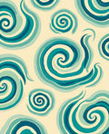 Aqua Swirls Cream Background Rug