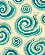 Aqua Swirls Cream Background Rug