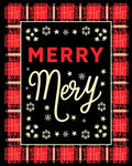 Red Black Plaid Snowflake Border Rug