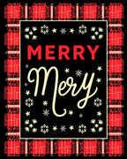 Red Black Plaid Snowflake Border Rug
