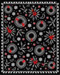 Black Red White Wreath Snowflake Holiday Rug