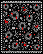Black Red White Wreath Snowflake Holiday Rug