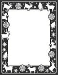 Black Reindeer Snowflake Forest Frame Rug
