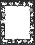 Black Reindeer Snowflake Forest Frame Rug