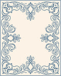 Elegant Blue Scrollwork Frame Rug