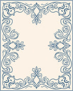 Elegant Blue Scrollwork Frame Rug