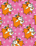 Whimsical Orange Creature Snowflakes Rug