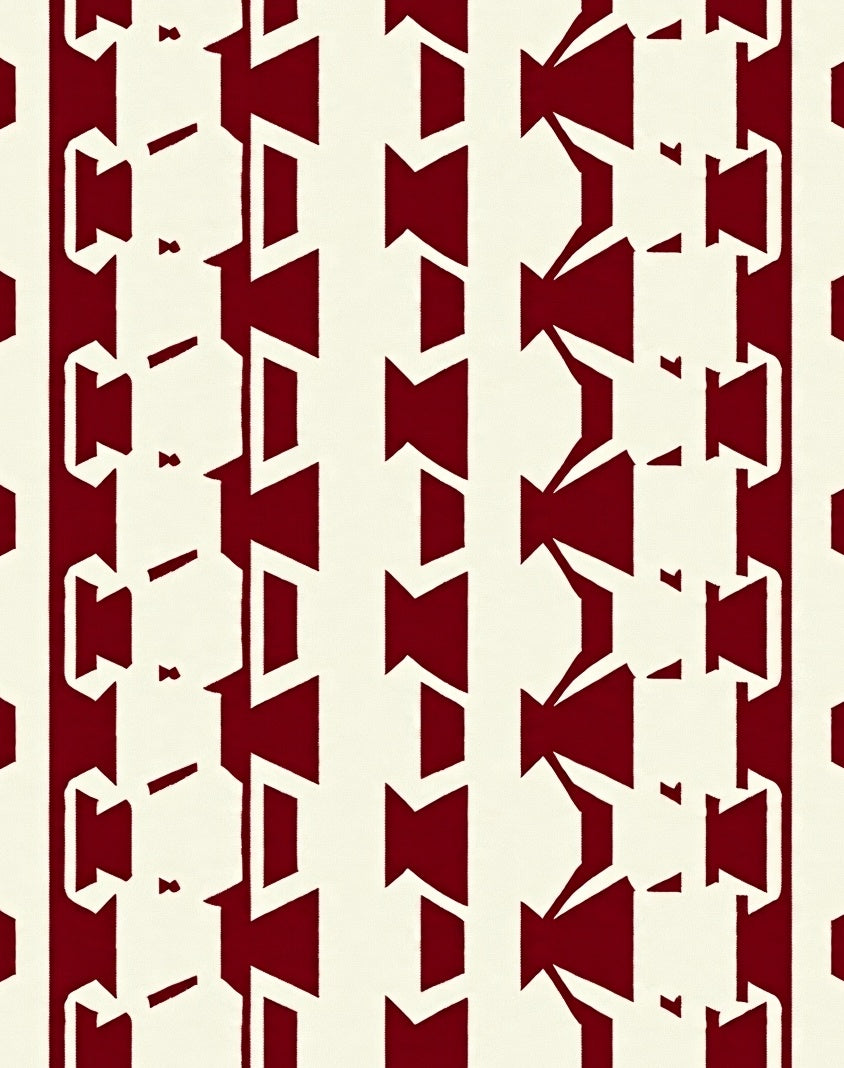 Crimson Cream Geometric Stripe Rug