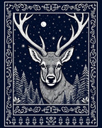 Midnight Deer Forest Night Sky Rug