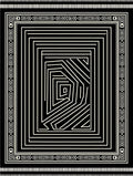Striped Black Ivory Outline Maze Rug