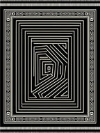 Striped Black Ivory Outline Maze Rug