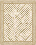 Subtle Gold Woven Abstract Border Rug