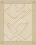 Subtle Gold Woven Abstract Border Rug